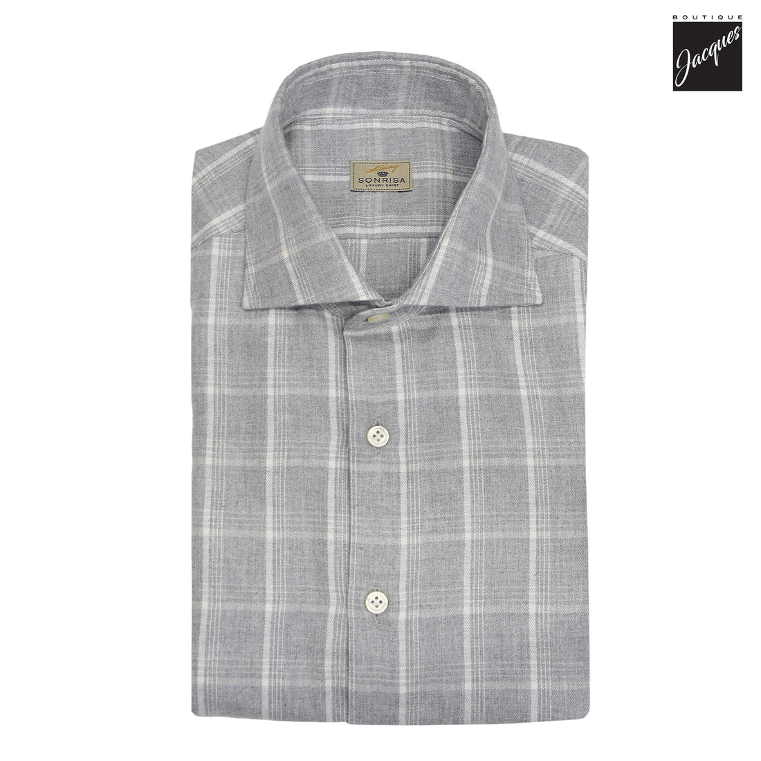 Chemise en flanelle de coton et lyocell à carreaux gris moyen - SONRISA