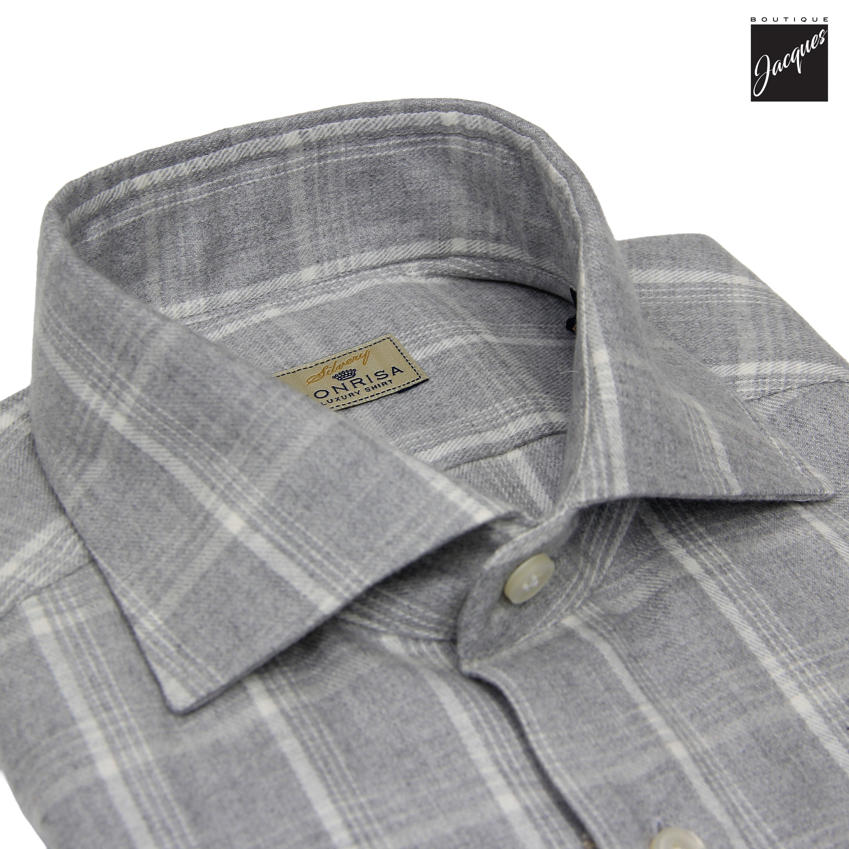 Chemise en flanelle de coton et lyocell à carreaux gris moyen - SONRISA
