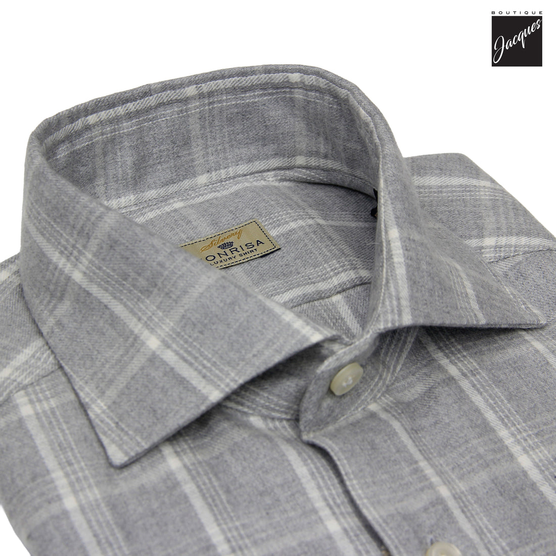 Chemise en flanelle de coton et lyocell à carreaux gris moyen - SONRISA