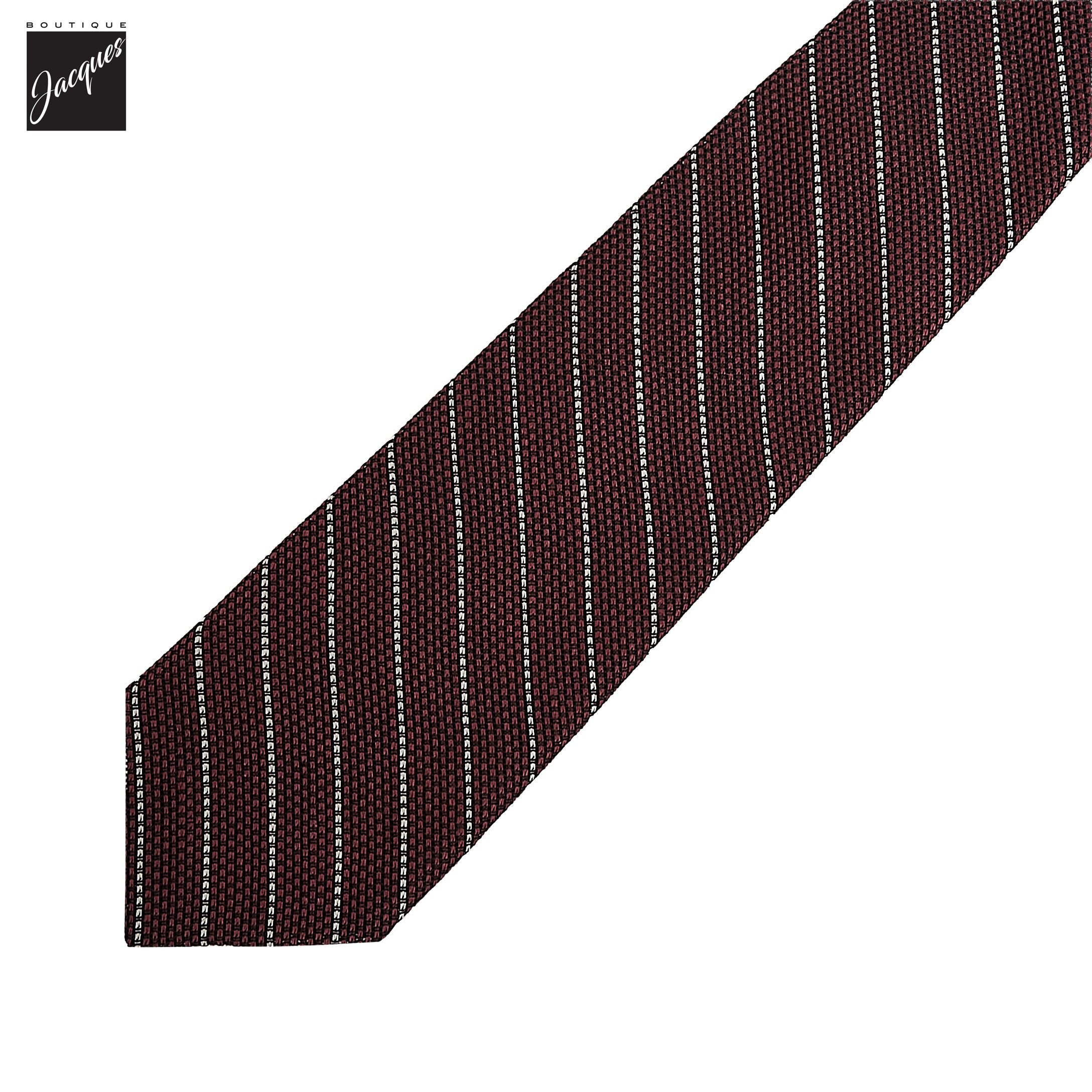 Burgundy Striped Woven Silk-Cotton Tie - Paolo Albizzati - Boutique Jacques International