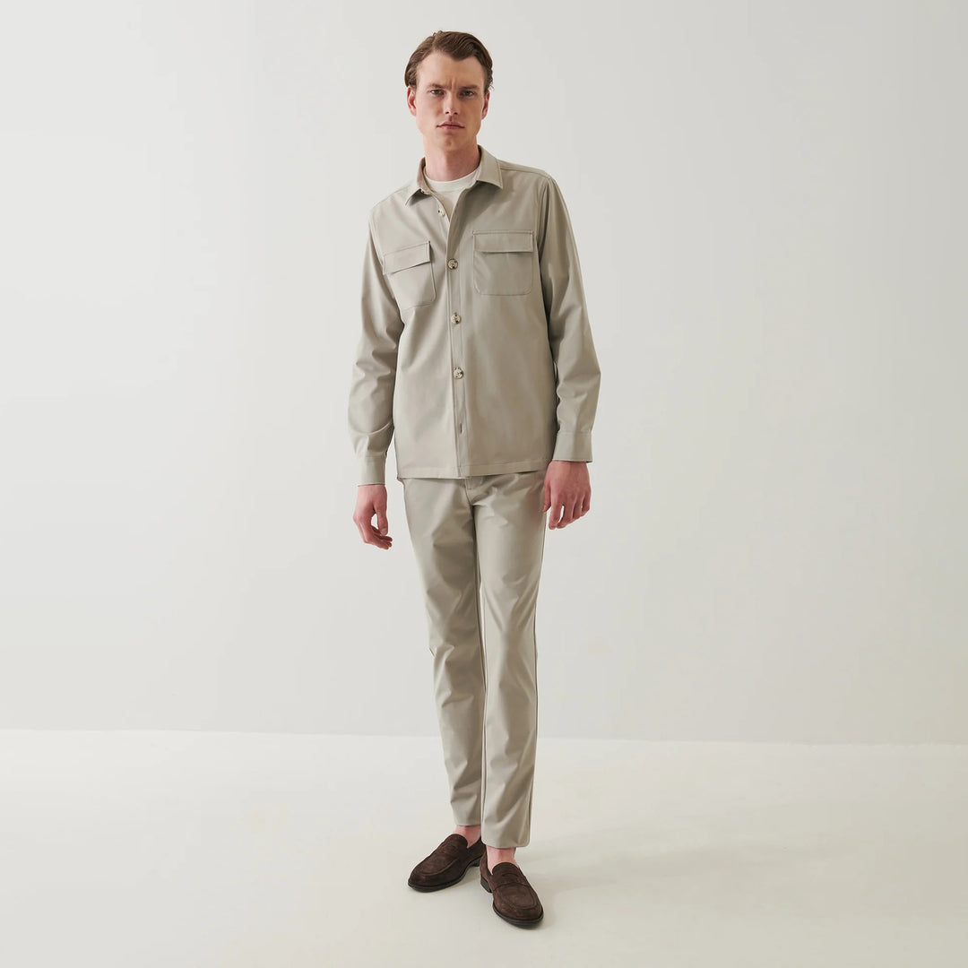 Latte Beige Technical Nucleo Stretch Shirt Jacket - Patrick Assaraf