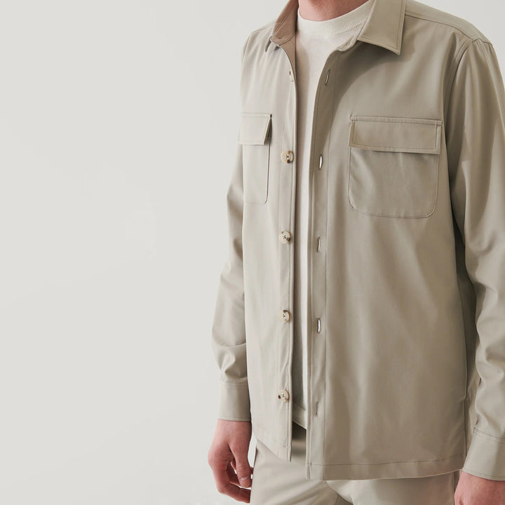 Latte Beige Technical Nucleo Stretch Shirt Jacket - Patrick Assaraf