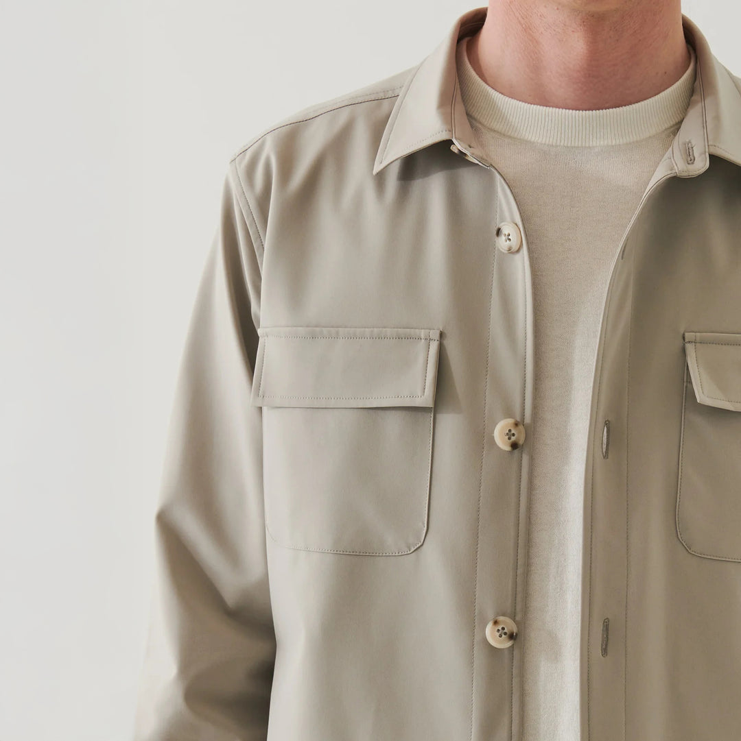 Latte Beige Technical Nucleo Stretch Shirt Jacket - Patrick Assaraf