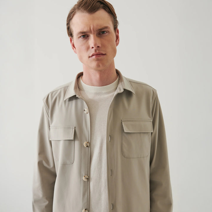 Latte Beige Technical Nucleo Stretch Shirt Jacket - Patrick Assaraf