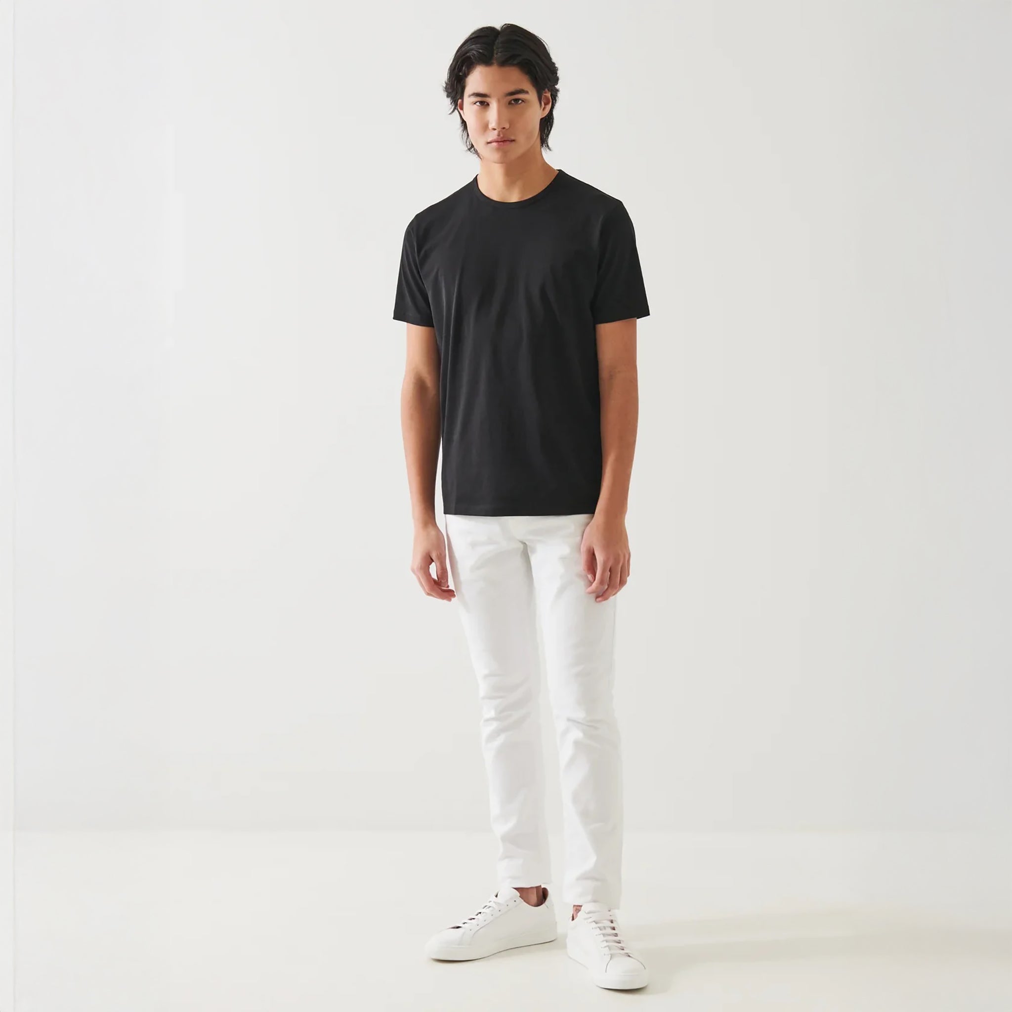Black Mercerized Pima Cotton Short Sleeve Crew Neck T-Shirt - Patrick Assaraf