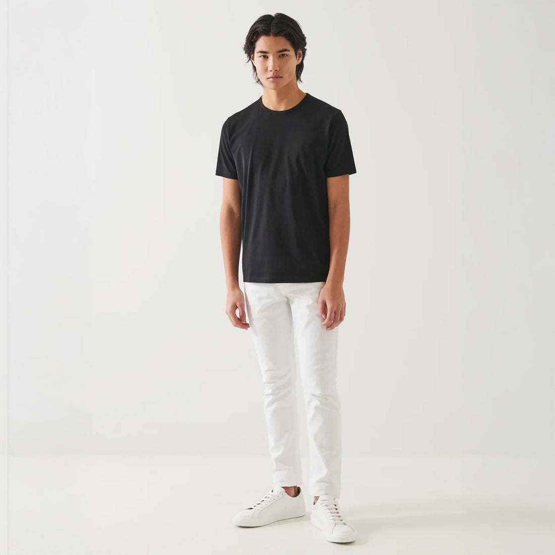 Black Mercerized Pima Cotton Short Sleeve Crew Neck T-Shirt - Patrick Assaraf