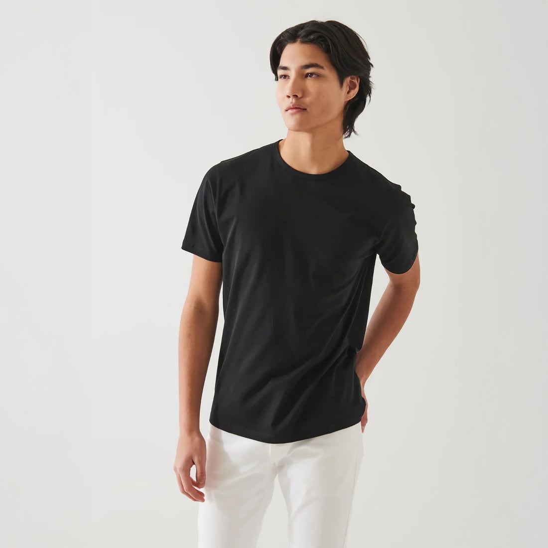 Black Mercerized Pima Cotton Short Sleeve Crew Neck T-Shirt - Patrick Assaraf