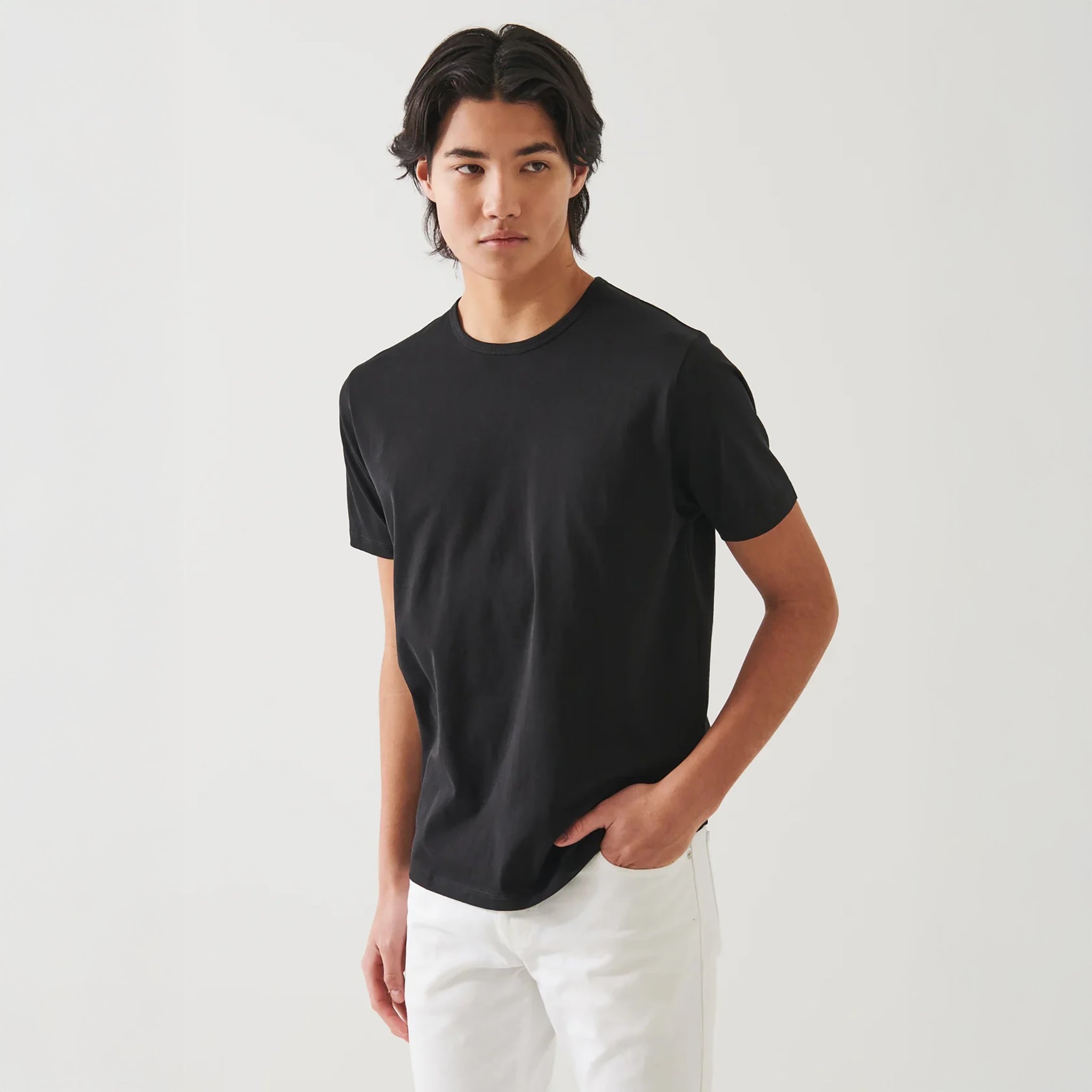 Black Mercerized Pima Cotton Short Sleeve Crew Neck T-Shirt - Patrick Assaraf
