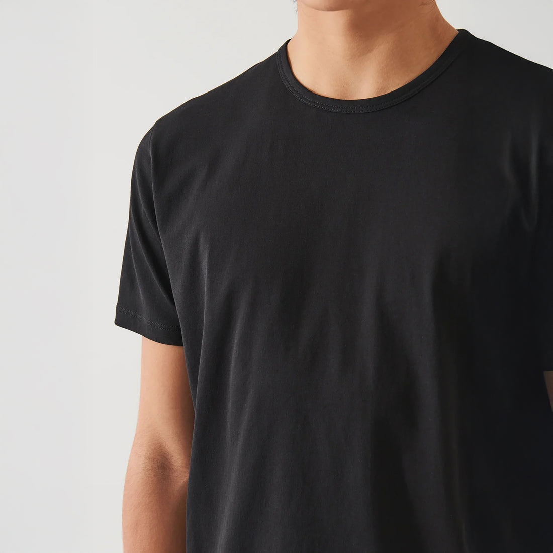 Black Mercerized Pima Cotton Short Sleeve Crew Neck T-Shirt - Patrick Assaraf