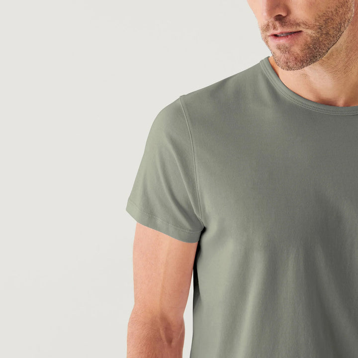 Bedrock Green Mercerized Pima Cotton Short Sleeve Crew Neck T-Shirt - Patrick Assaraf