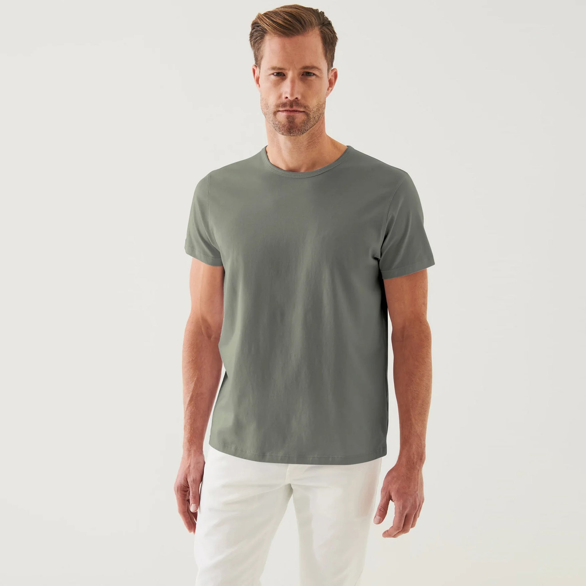 Bedrock Green Mercerized Pima Cotton Short Sleeve Crew Neck T-Shirt - Patrick Assaraf