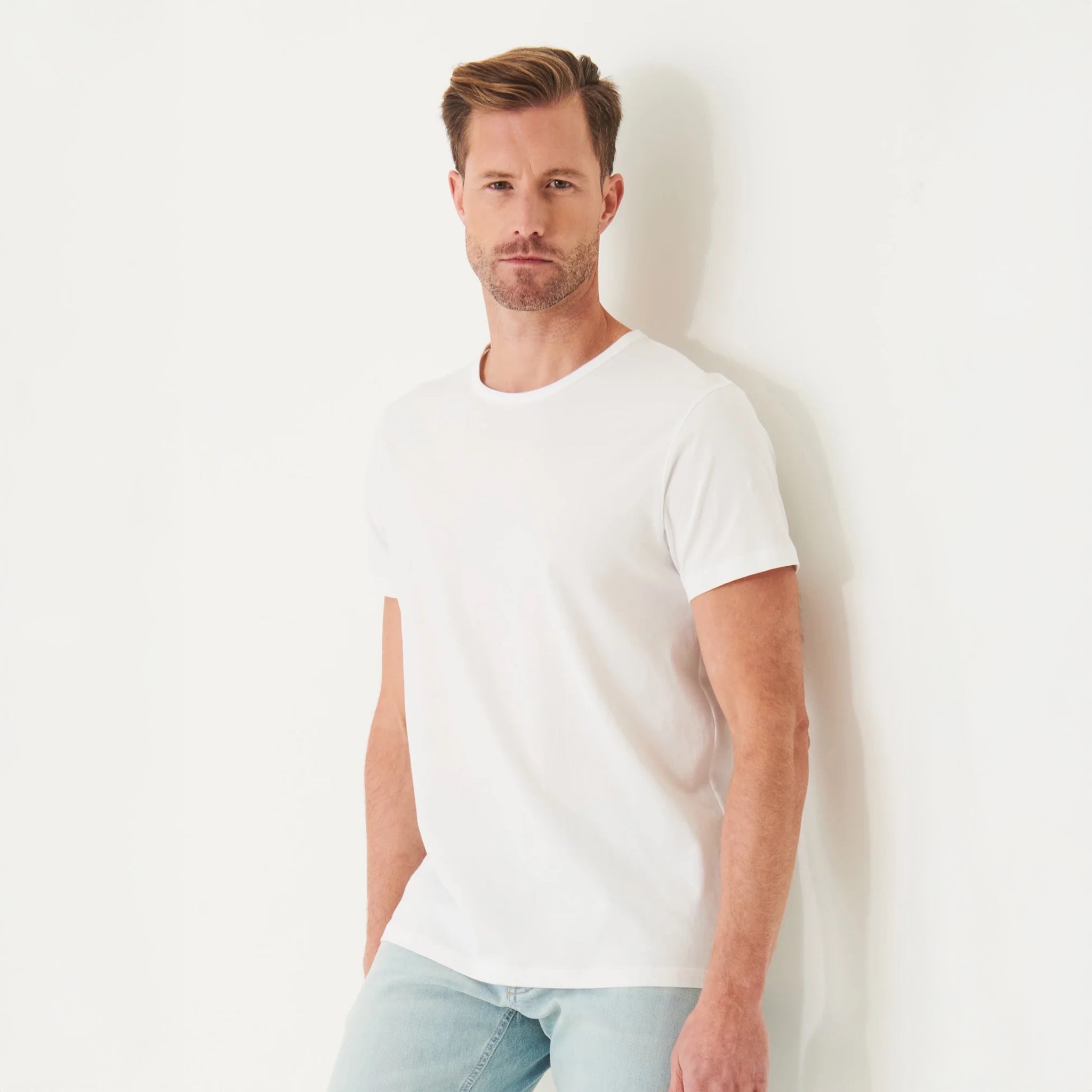 White Mercerized Pima Cotton Short Sleeve Crew Neck T-Shirt - Patrick Assaraf