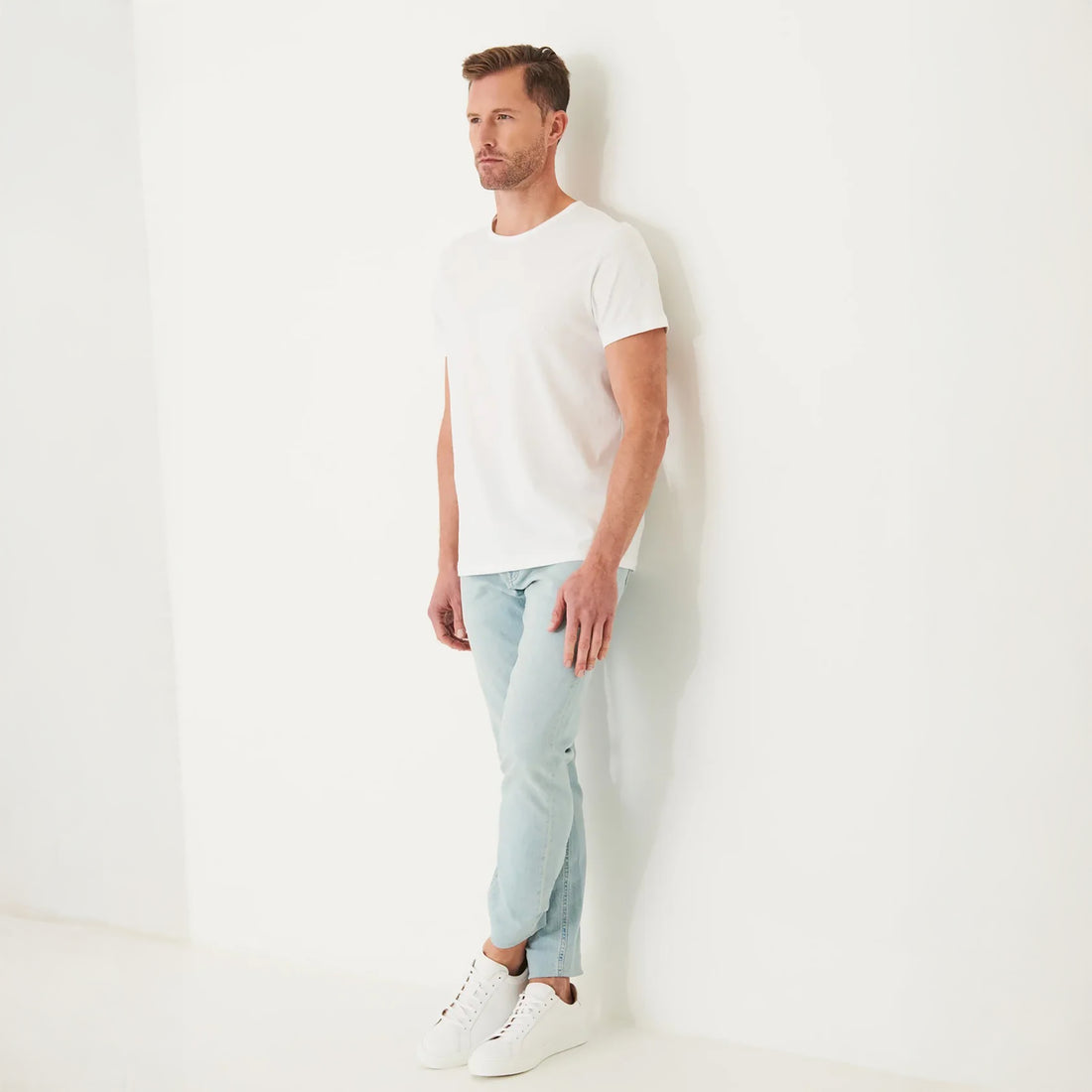 White Mercerized Pima Cotton Short Sleeve Crew Neck T-Shirt - Patrick Assaraf