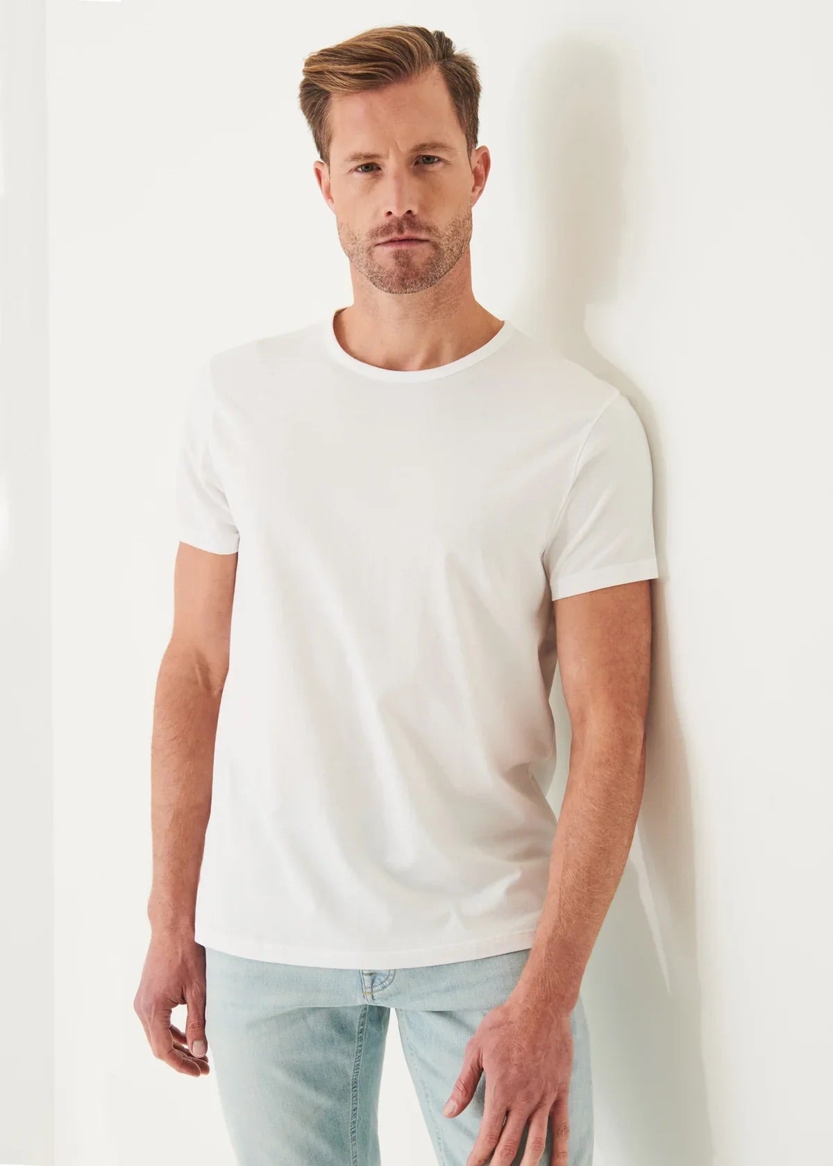 White Mercerized Pima Cotton Short Sleeve Crew Neck T-Shirt - Patrick Assaraf