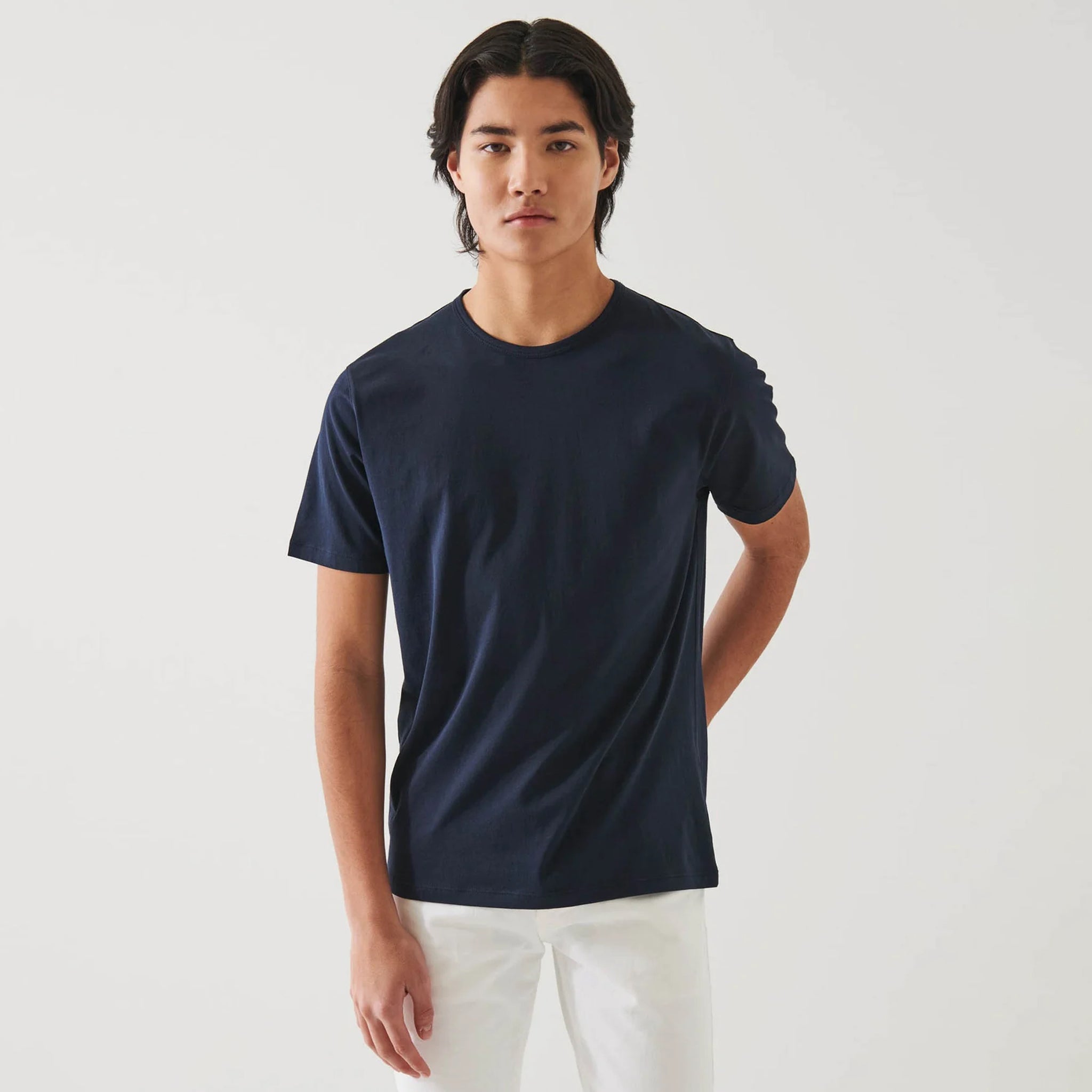 Midnight Mercerized Pima Cotton Short Sleeve Crew Neck T-Shirt - Patrick Assaraf