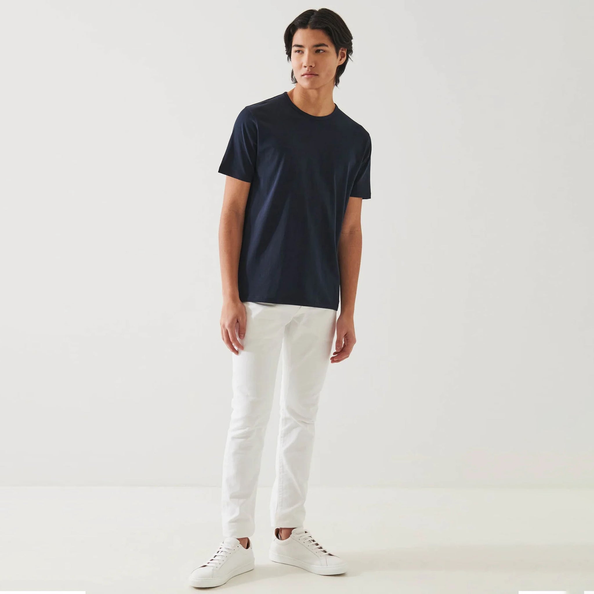 Midnight Mercerized Pima Cotton Short Sleeve Crew Neck T-Shirt - Patrick Assaraf