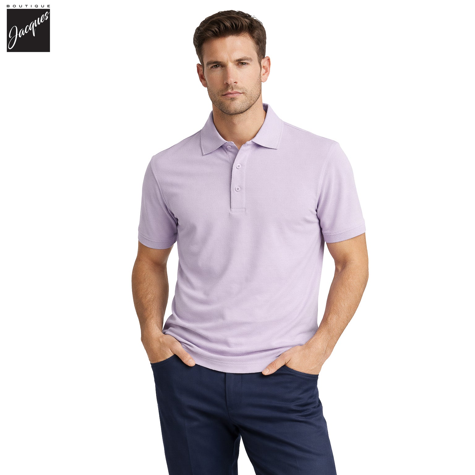 Lavender Mercerized Pima Cotton Short Sleeve Polo Shirt - Patrick Assaraf - Boutique Jacques International