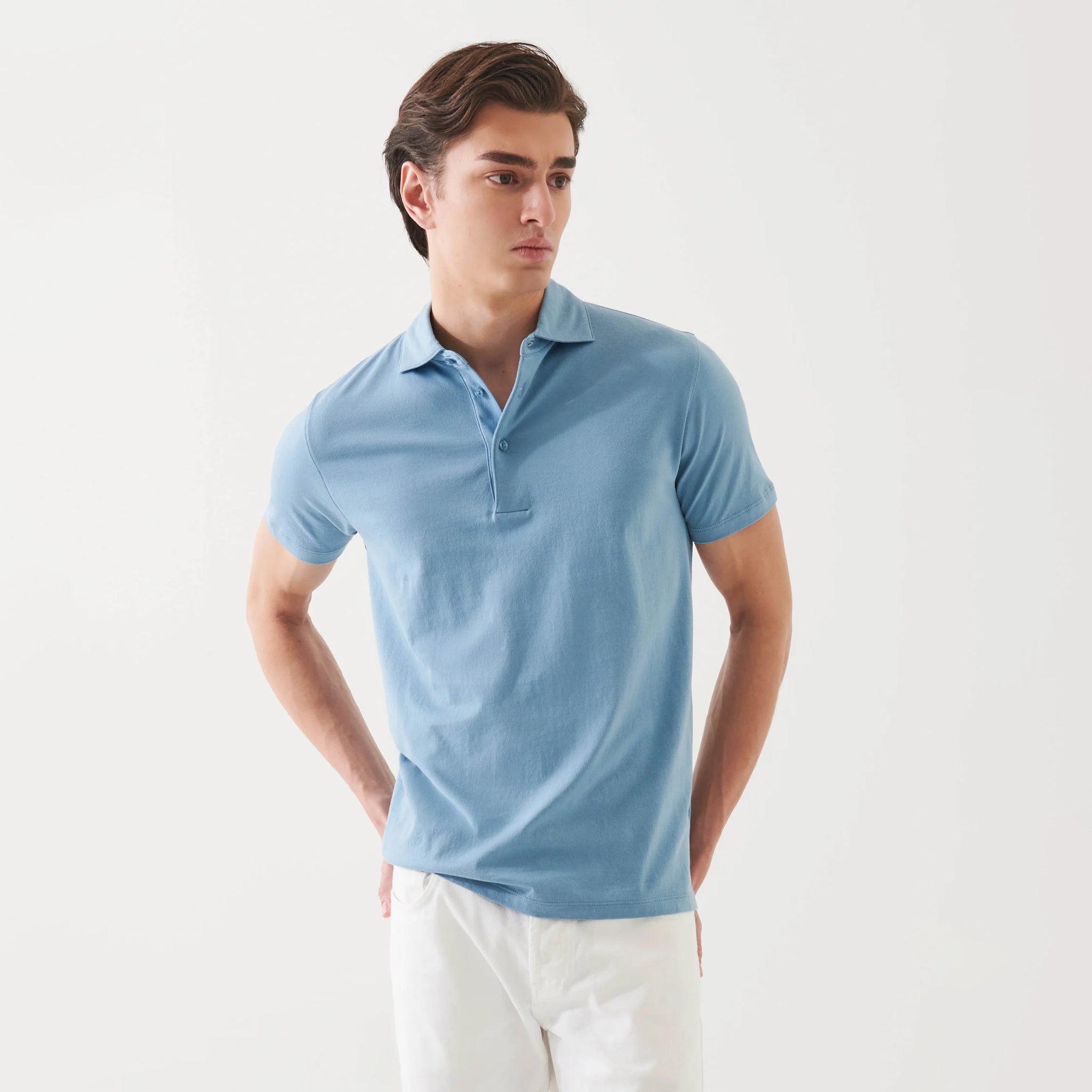 Country Blue Mercerized Pima Cotton Short Sleeve Polo Shirt - Patrick Assaraf - Boutique Jacques International