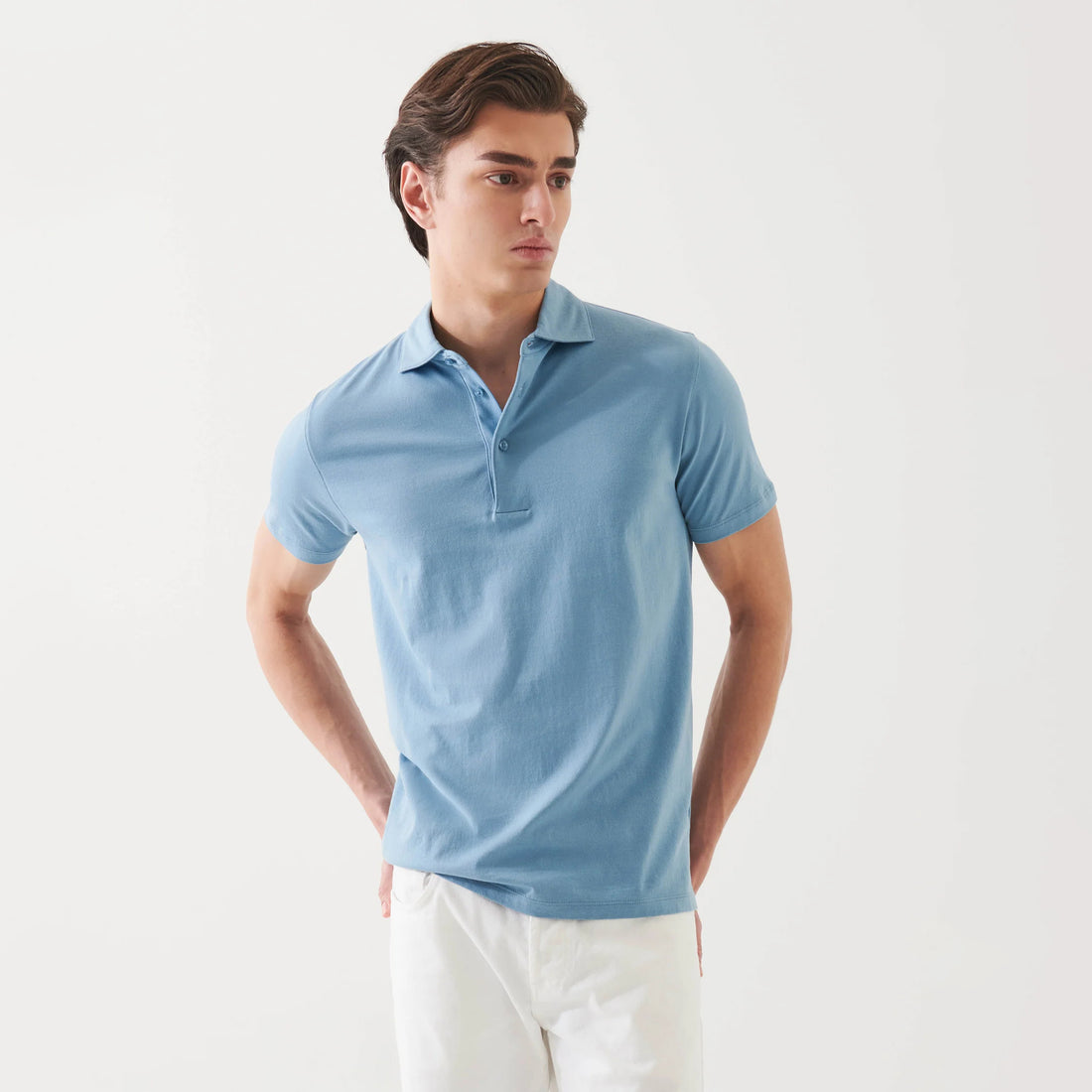 Country Blue Mercerized Pima Cotton Short Sleeve Polo Shirt - Patrick Assaraf - Boutique Jacques International