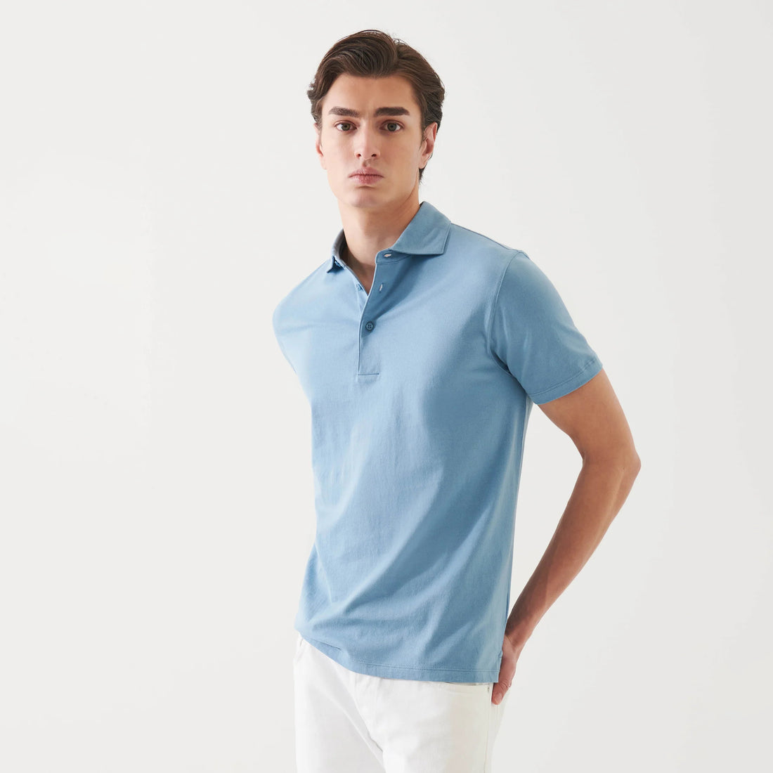 Country Blue Mercerized Pima Cotton Short Sleeve Polo Shirt - Patrick Assaraf - Boutique Jacques International