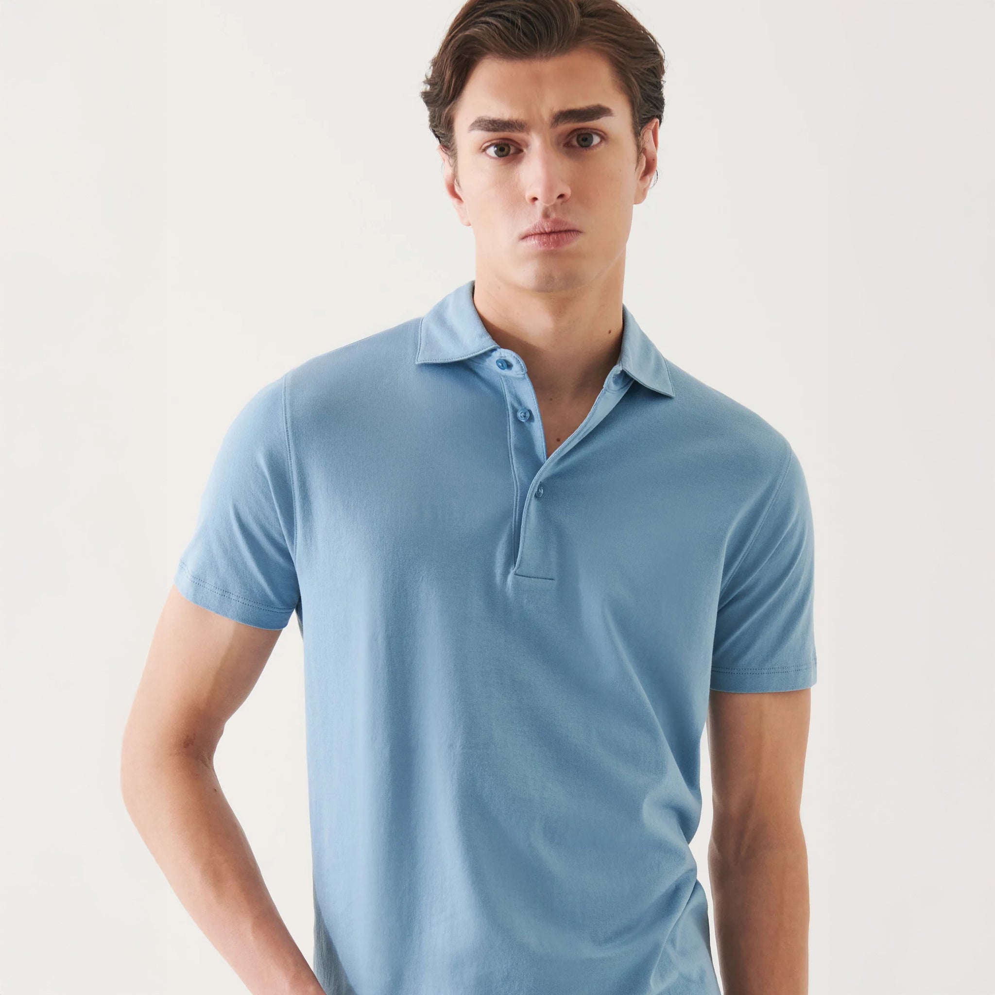 Country Blue Mercerized Pima Cotton Short Sleeve Polo Shirt - Patrick Assaraf - Boutique Jacques International