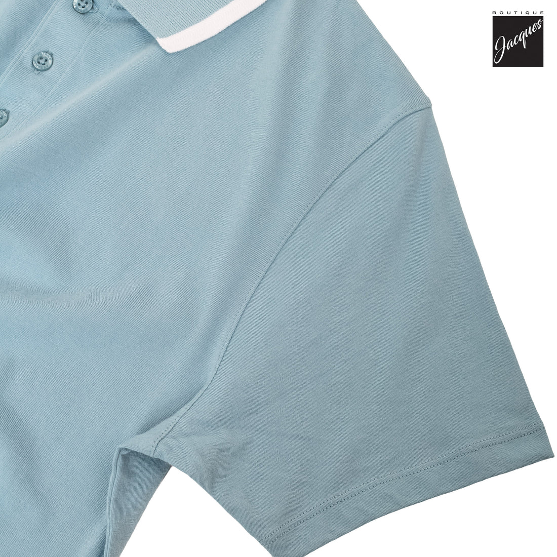 Blizzard Blue Mercerized Pima Cotton Short Sleeve Polo Shirt w/ Trim - Patrick Assaraf - Boutique Jacques International
