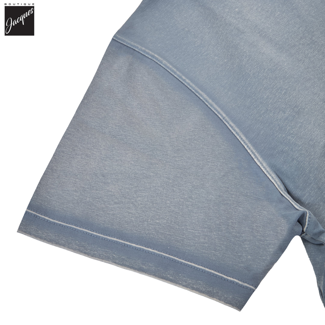 Haze Blue Pima Cotton Stretch Vintage Wash Crew Neck T-Shirt - Patrick Assaraf - Boutique Jacques International