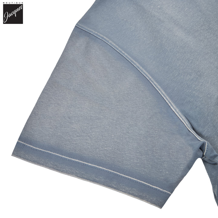 Haze Blue Pima Cotton Stretch Vintage Wash Crew Neck T-Shirt - Patrick Assaraf - Boutique Jacques International