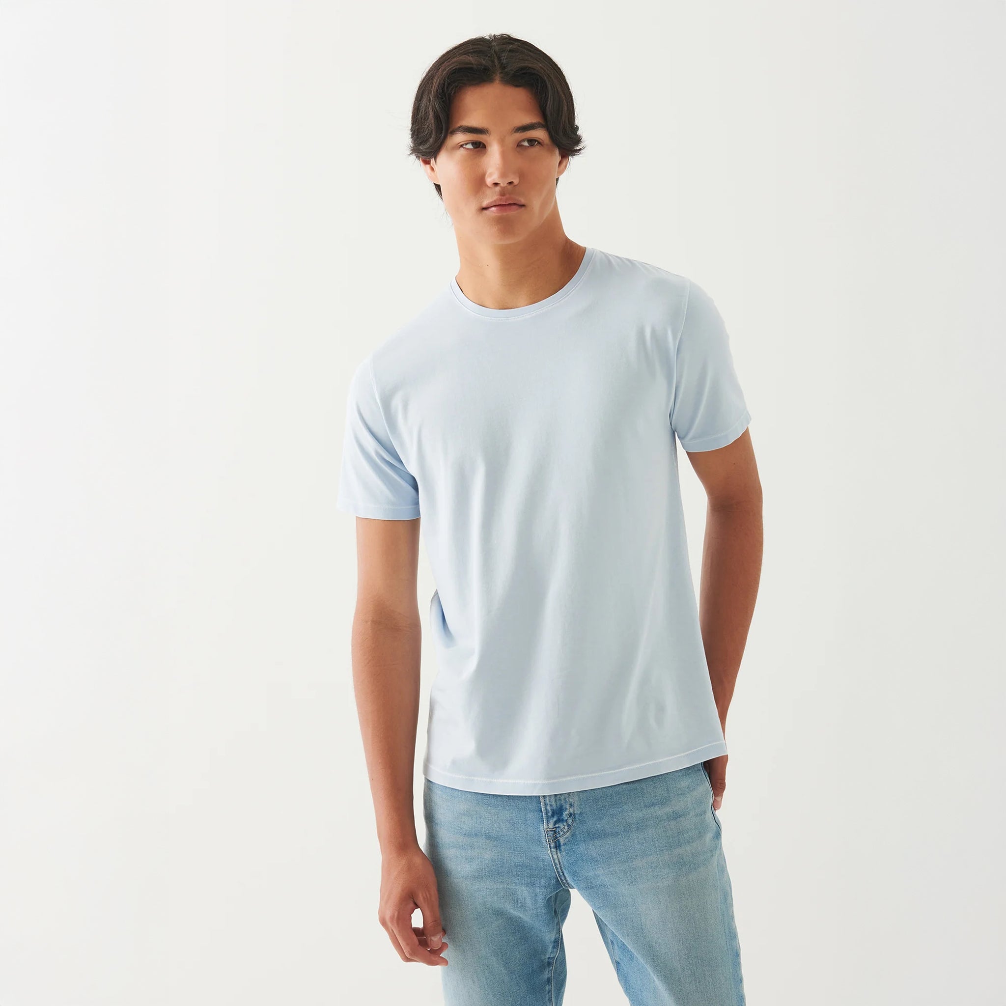 Blue Ice Pima Cotton Stretch Vintage Wash Crew Neck T-Shirt - Patrick Assaraf - Boutique Jacques International