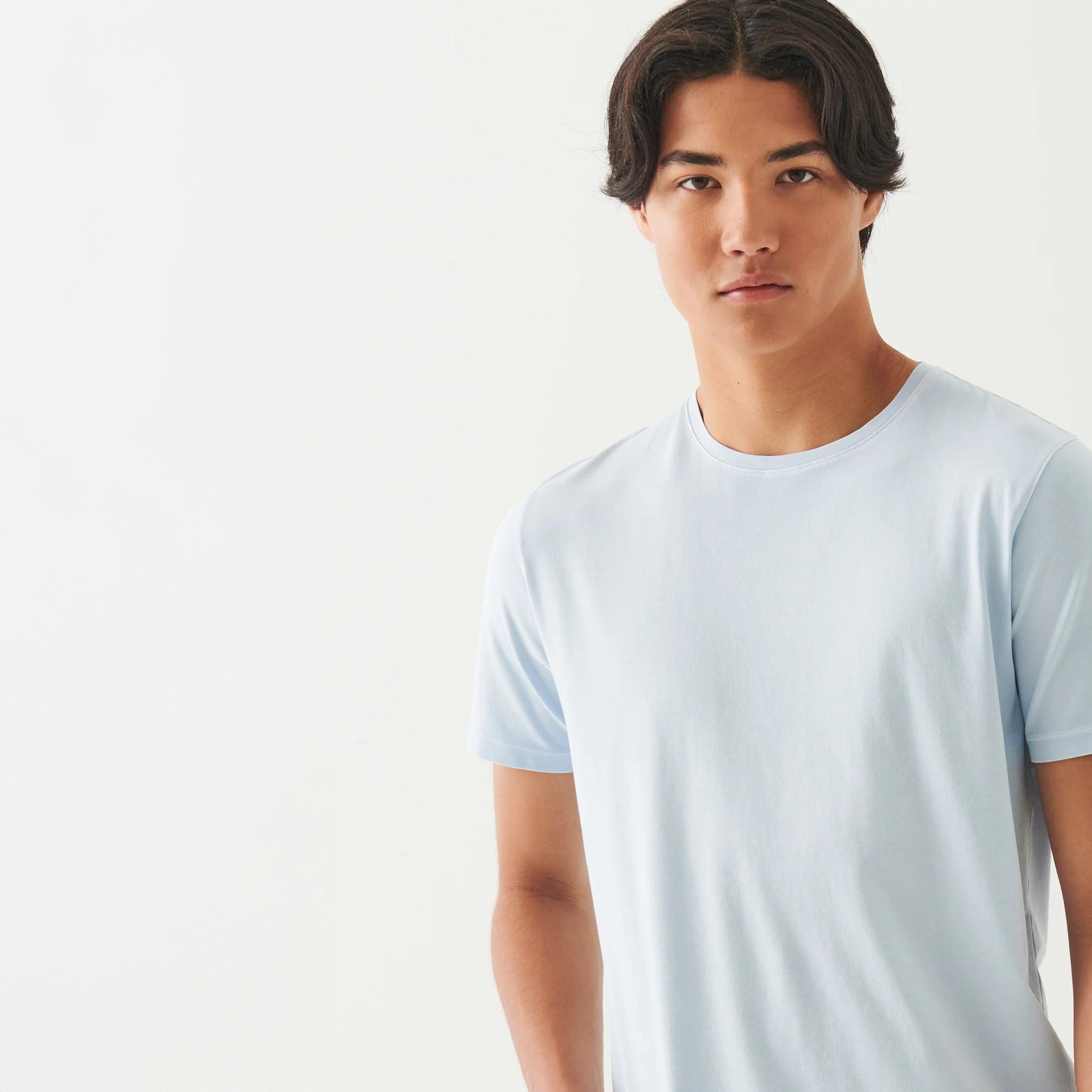 Blue Ice Pima Cotton Stretch Vintage Wash Crew Neck T-Shirt - Patrick Assaraf - Boutique Jacques International