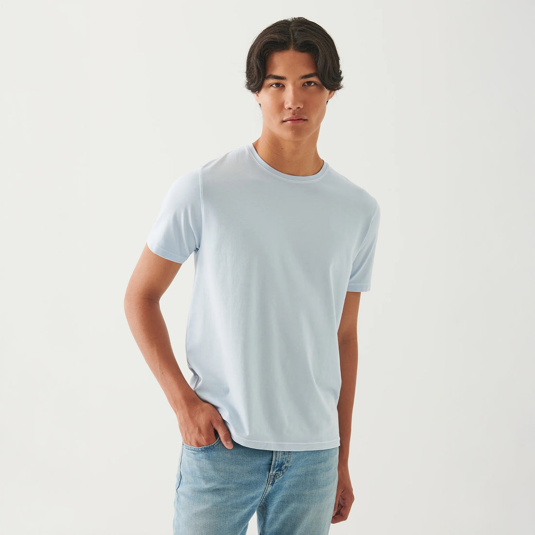 Blue Ice Pima Cotton Stretch Vintage Wash Crew Neck T-Shirt - Patrick Assaraf - Boutique Jacques International