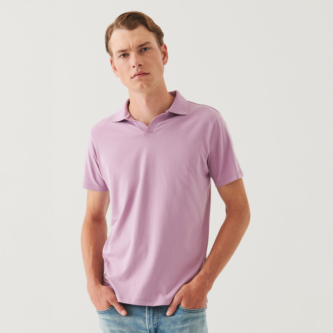 Synaeda Amor Pink Pima Cotton Stretch Open Polo - Patrick Assaraf