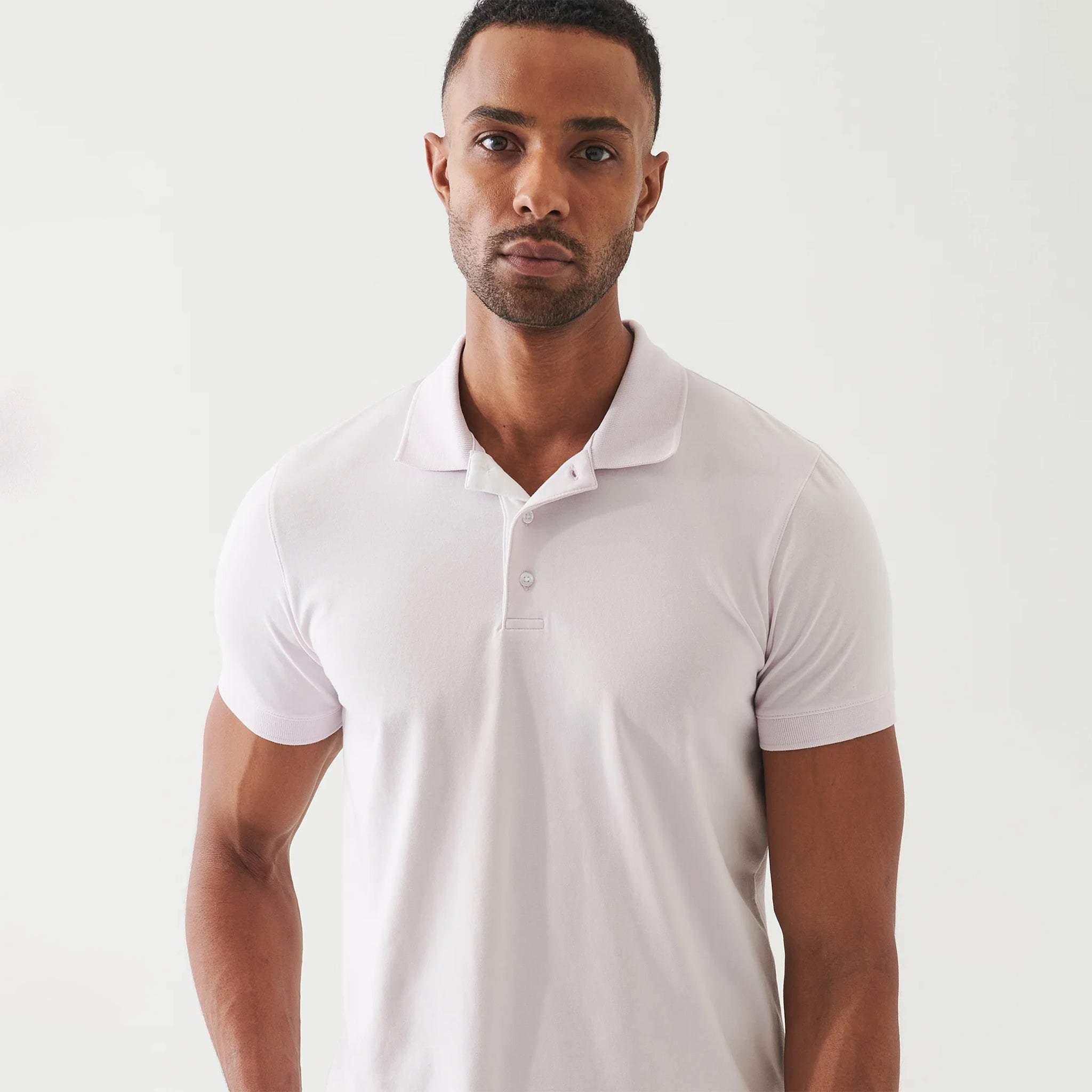 Misty Rose Contrast Placket Iconic Pima Cotton Stretch Polo Shirt - Patrick Assaraf - Boutique Jacques International