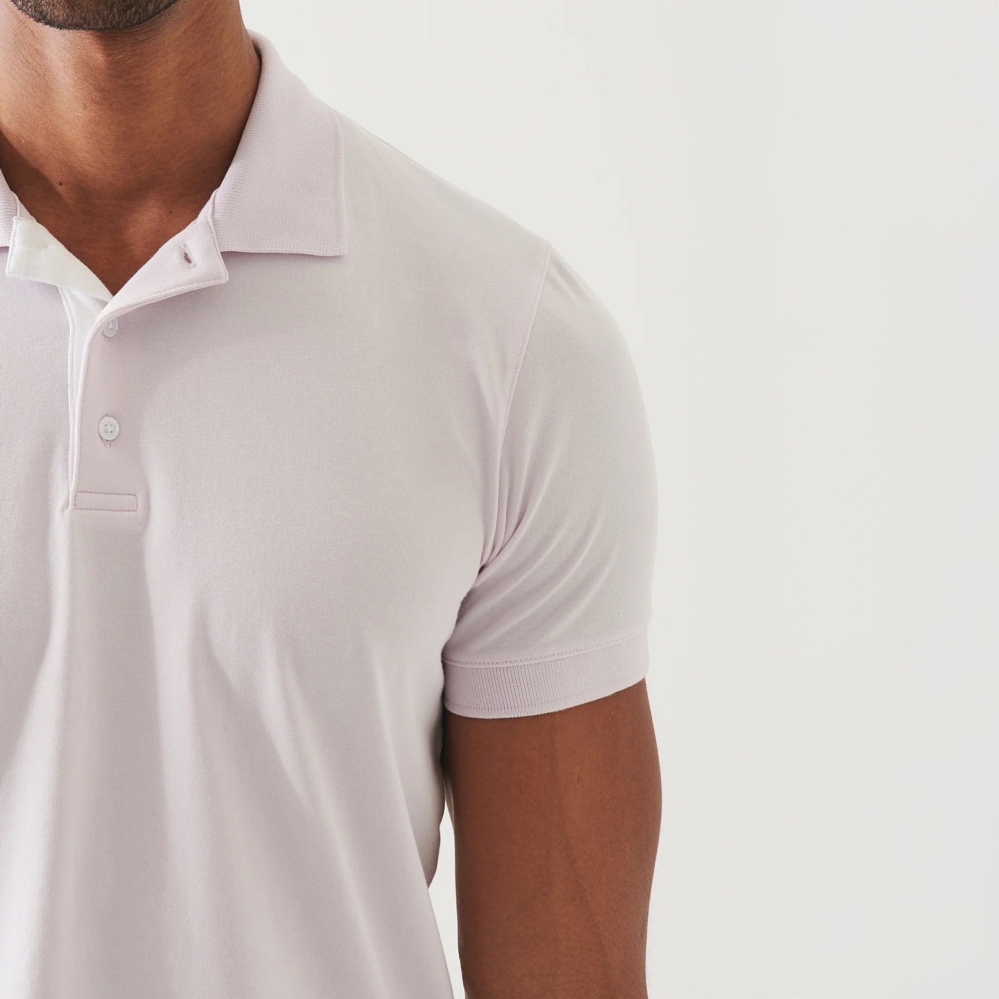 Misty Rose Contrast Placket Iconic Pima Cotton Stretch Polo Shirt - Patrick Assaraf - Boutique Jacques International