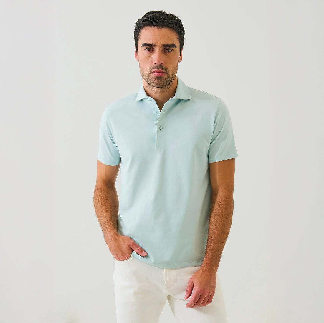 Green Rinse Pima Cotton Stretch Short Sleeve Polo - Patrick Assaraf - Boutique Jacques International