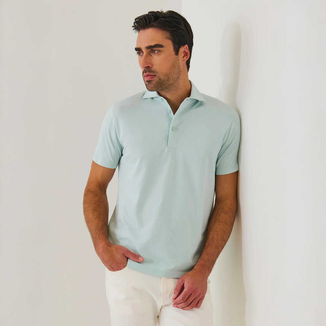 Green Rinse Pima Cotton Stretch Short Sleeve Polo - Patrick Assaraf - Boutique Jacques International