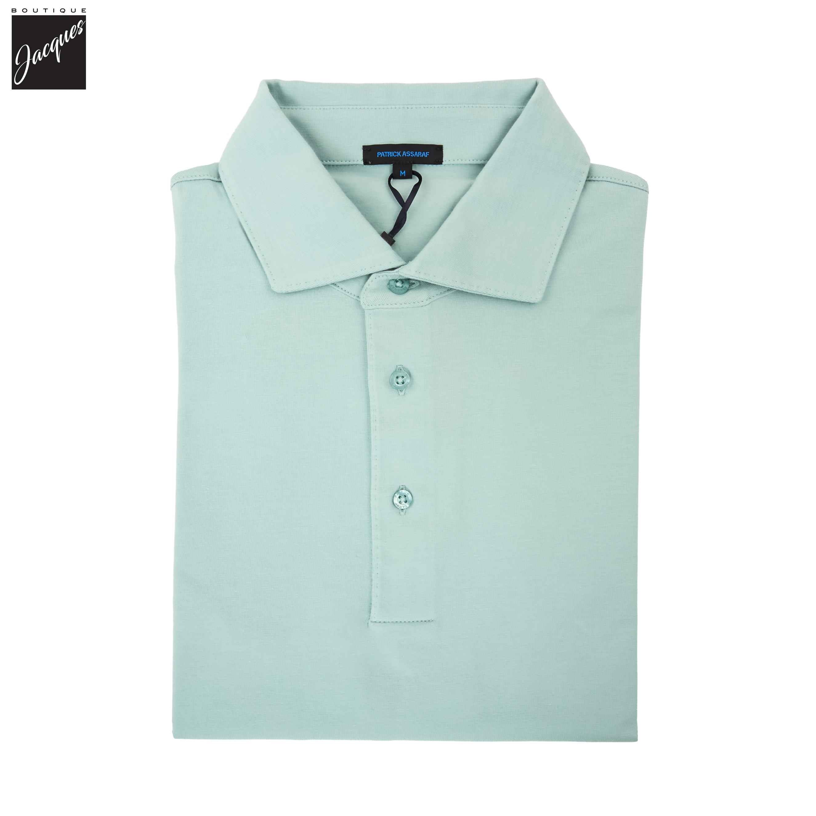 Green Rinse Pima Cotton Stretch Short Sleeve Polo - Patrick Assaraf - Boutique Jacques International