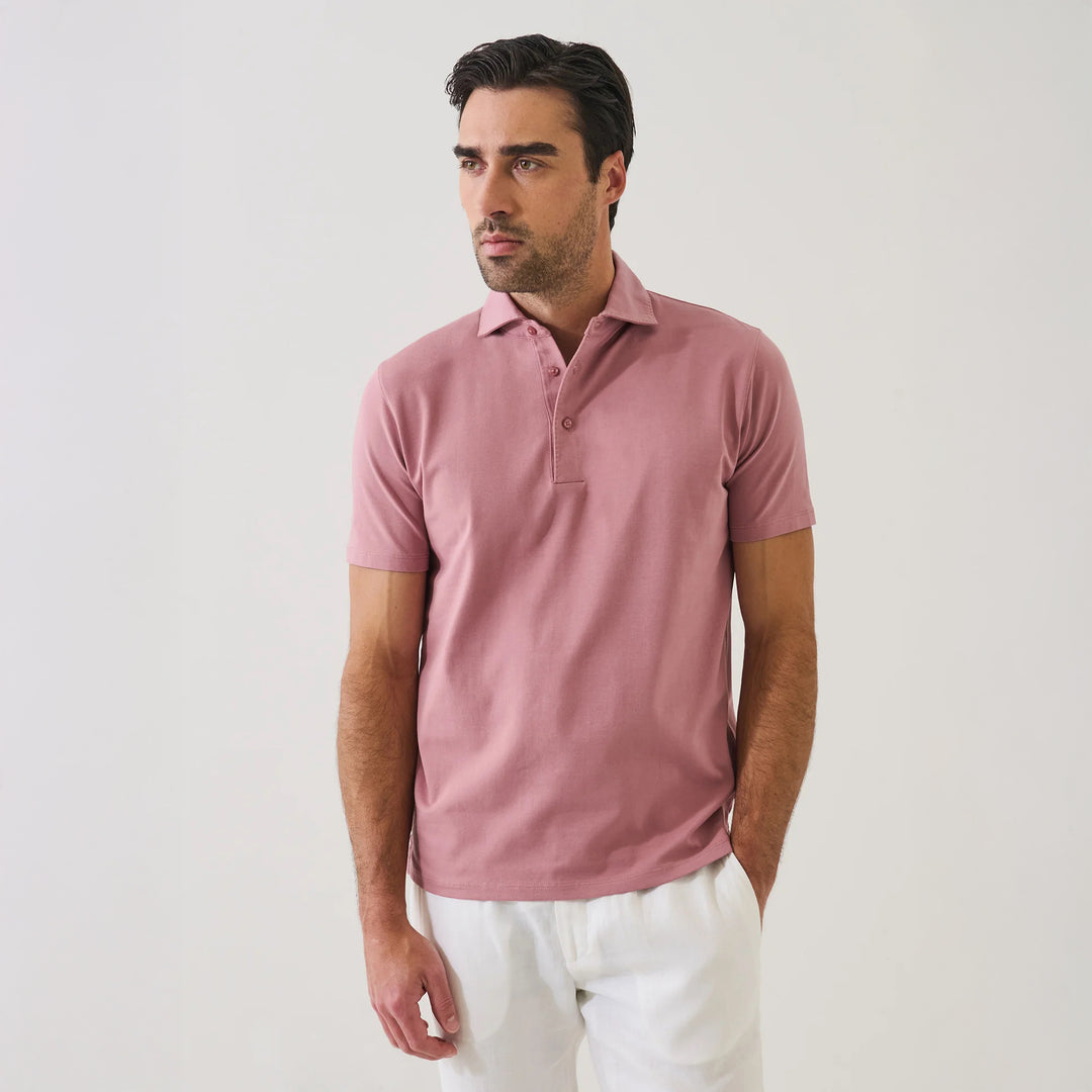 Dusty Pink Pima Cotton Stretch Short Sleeve Polo - Patrick Assaraf