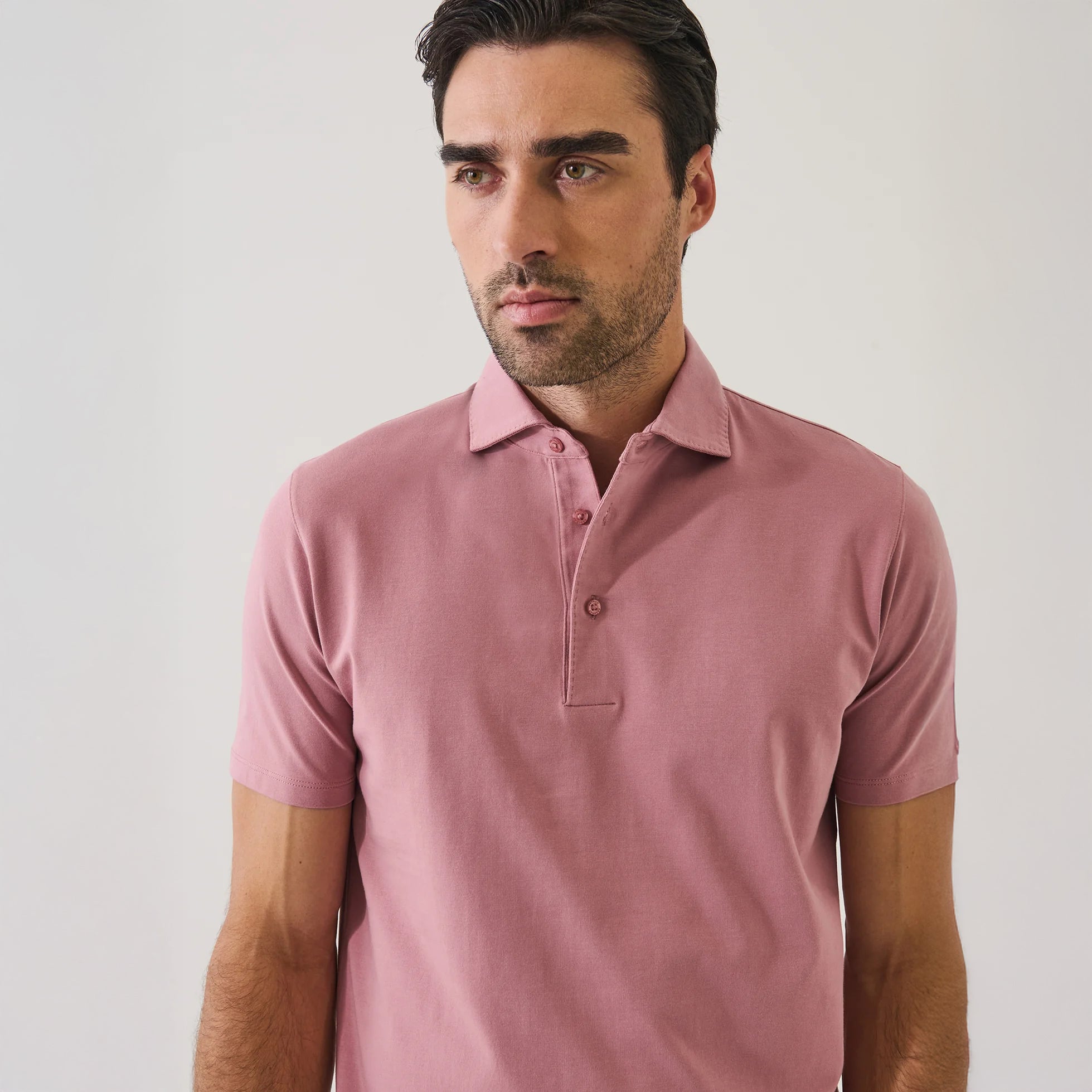 Dusty Pink Pima Cotton Stretch Short Sleeve Polo - Patrick Assaraf