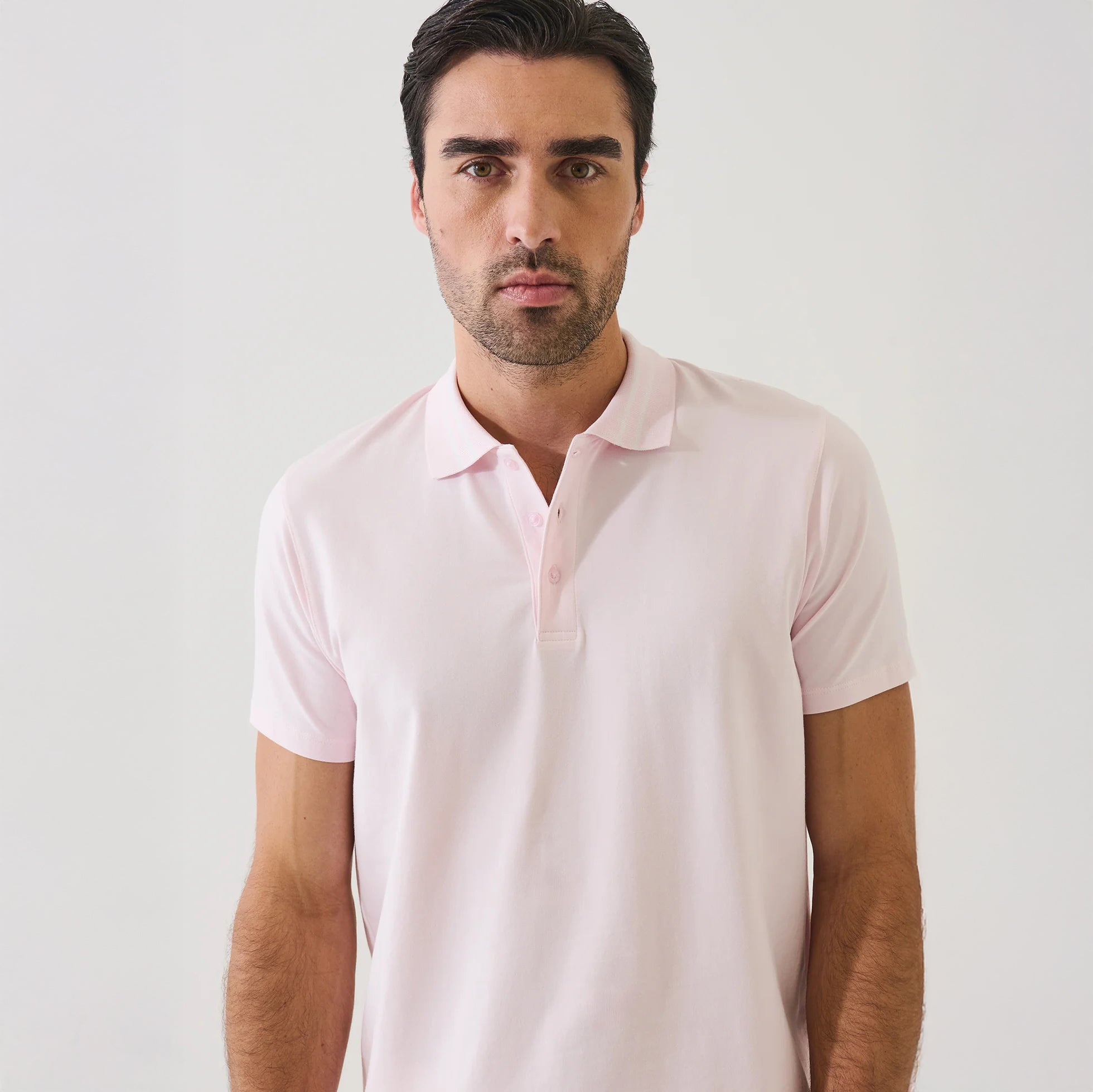 Pixie Pink Tipped Iconic Pima Cotton Stretch Button Polo Shirt - Patrick Assaraf