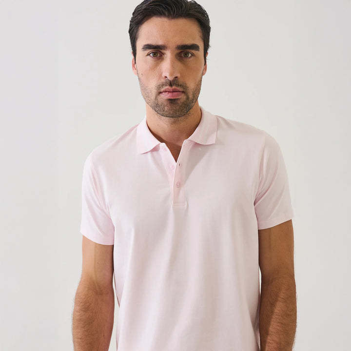 Pixie Pink Tipped Iconic Pima Cotton Stretch Button Polo Shirt - Patrick Assaraf