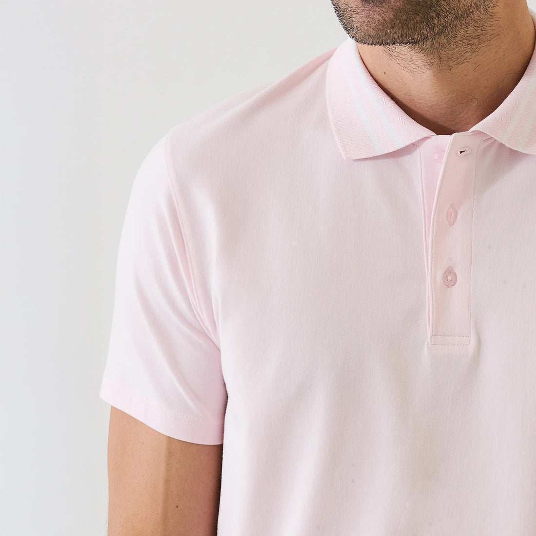 Pixie Pink Tipped Iconic Pima Cotton Stretch Button Polo Shirt - Patrick Assaraf