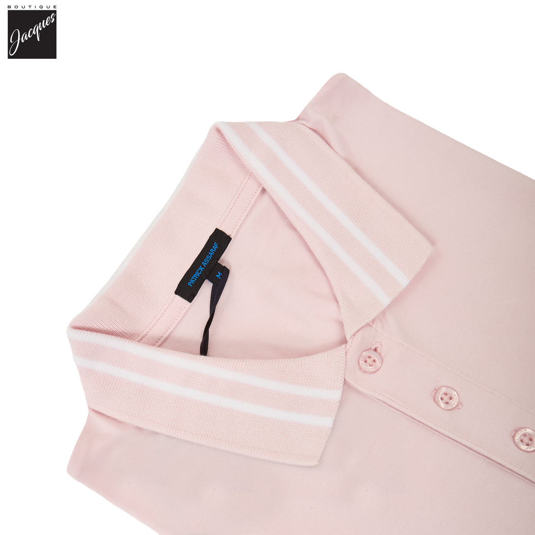 Pixie Pink Tipped Iconic Pima Cotton Stretch Button Polo Shirt - Patrick Assaraf