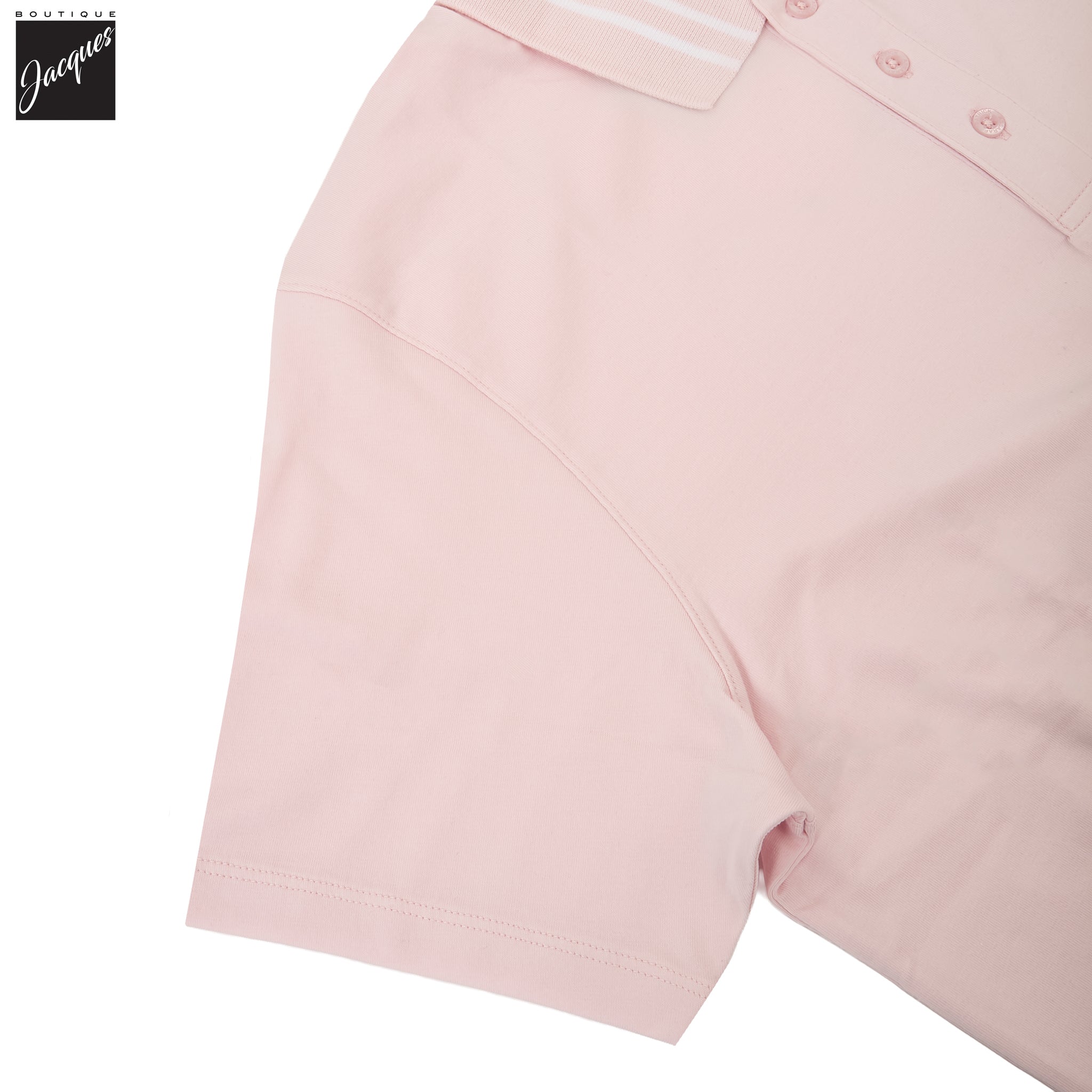 Pixie Pink Tipped Iconic Pima Cotton Stretch Button Polo Shirt - Patrick Assaraf