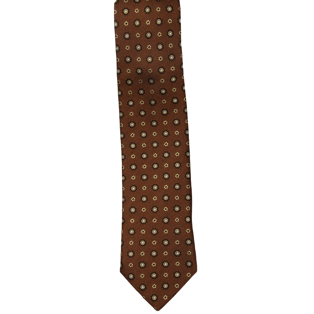 Chestnut & Gold Floral Silk Tie - Paolo Albizzati