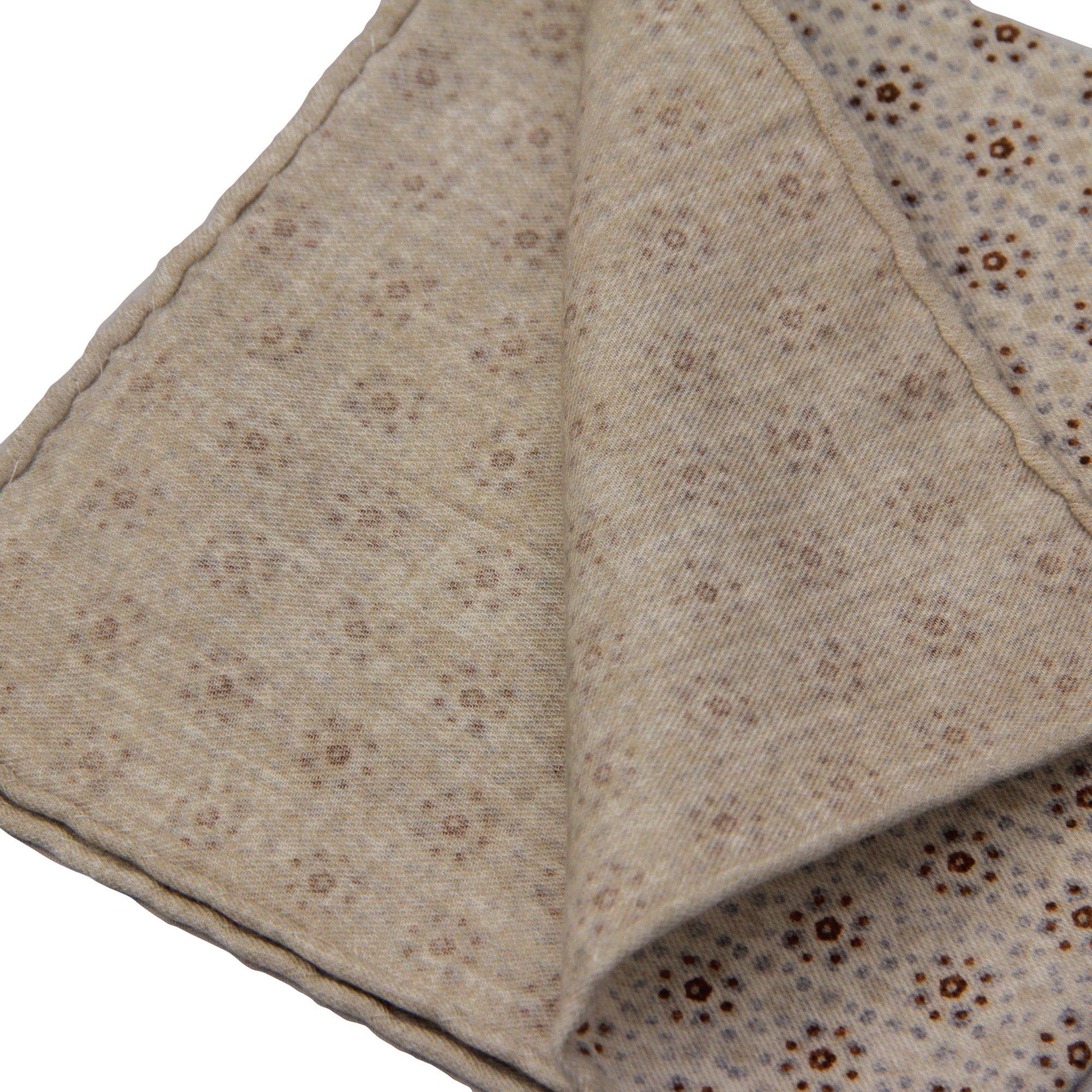 Oatmeal & Gray Medallion Wool-Cotton Hankie - Paolo Albizzati