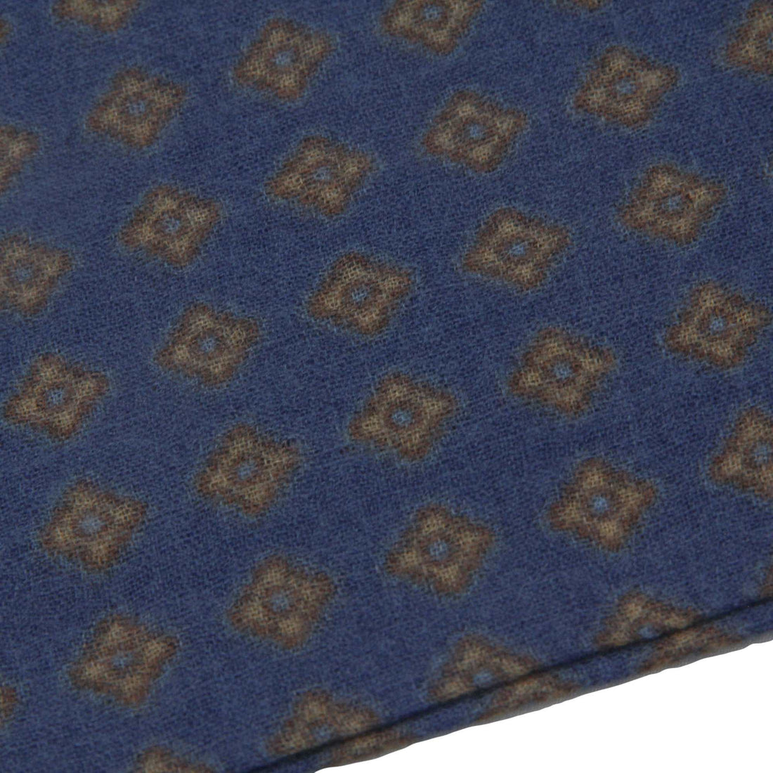 Blue & Brown Medallion Wool-Silk Hankie - Paolo Albizzati