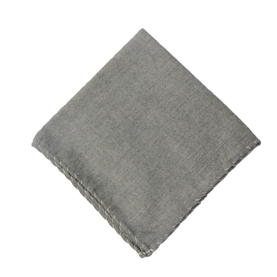 Gray Solid Cotton Reversible Hankie with Contrast Stitching - Paolo Albizzati