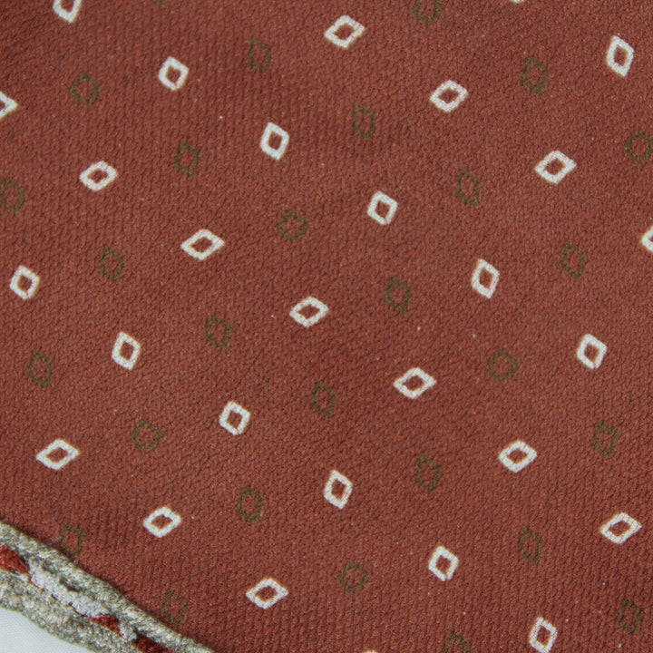Red Paisley/Geometric Pattern Reversible Silk Hankie - Paolo Albizzati