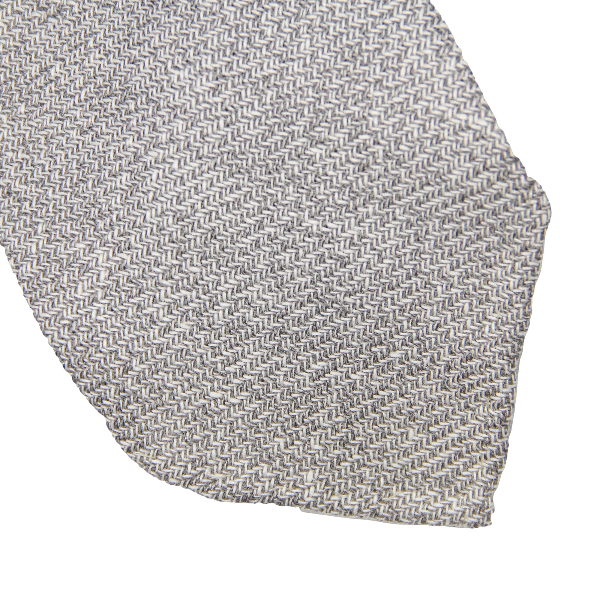 Silver Gray Woven Linen-Silk-Cotton Untipped Tie - Paolo Albizzati